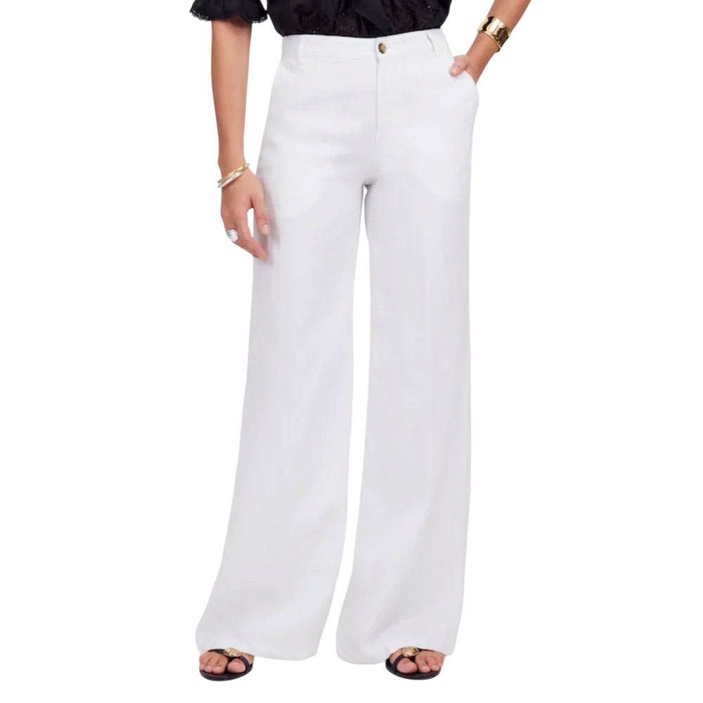 Madewell Womens The Zoe Relaxed Wide Leg White Linen Pants Relaxed 2 New